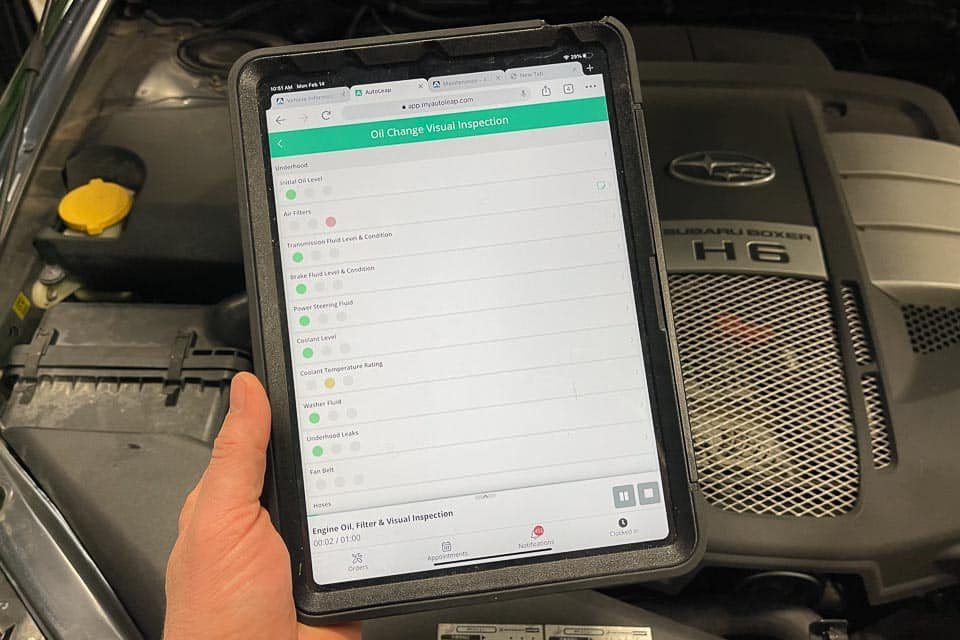 The Digital Vehicle Inspection Report at Venture Motorworks Calgary includes Photos and Video clips of any areas of concern